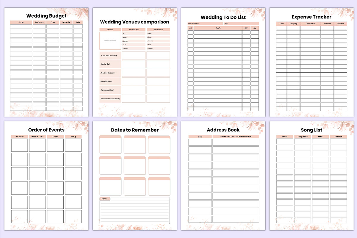2025 Wedding Planner Canva Template, a Stationery Template by Mustafiz (Photo 4 of 6)