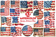 Vintage Grunge American Flag Clipart, an Illustration by Dream Creation (Thumbnail 1 of 4)