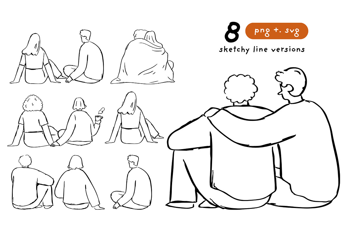Valentines Day couples line art svg, a Person Illustration by Heartwarming Art (Photo 7 of 11)