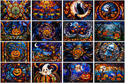 Halloween stained glass background, a Background Graphic by Forhadx5 (Thumbnail 4 of 10)