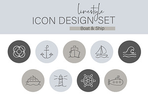 Icon Design Set Boat & Ship