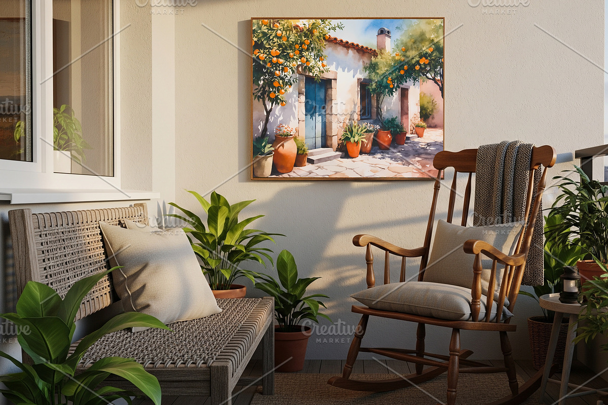 Mediterranean Orange House Art, a Background Graphic by Floraphoria (Photo 5 of 10)