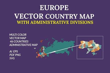 Europe Countries Vector Map, an Object Graphic by Nazim's Shop