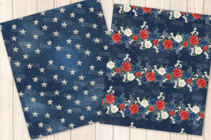 4th Of July Seamless Pattern Set