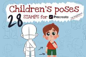Children’s poses stamp for Procreate, a Brush Add-On by PoPshop