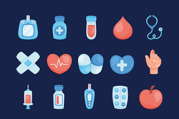 Diabetes Medical Health Icons Set preview 4