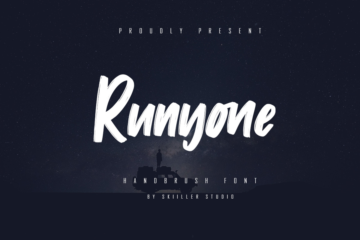 Runyone - Handbrush Font, a Font by skiiller studio (Photo 1 of 8)