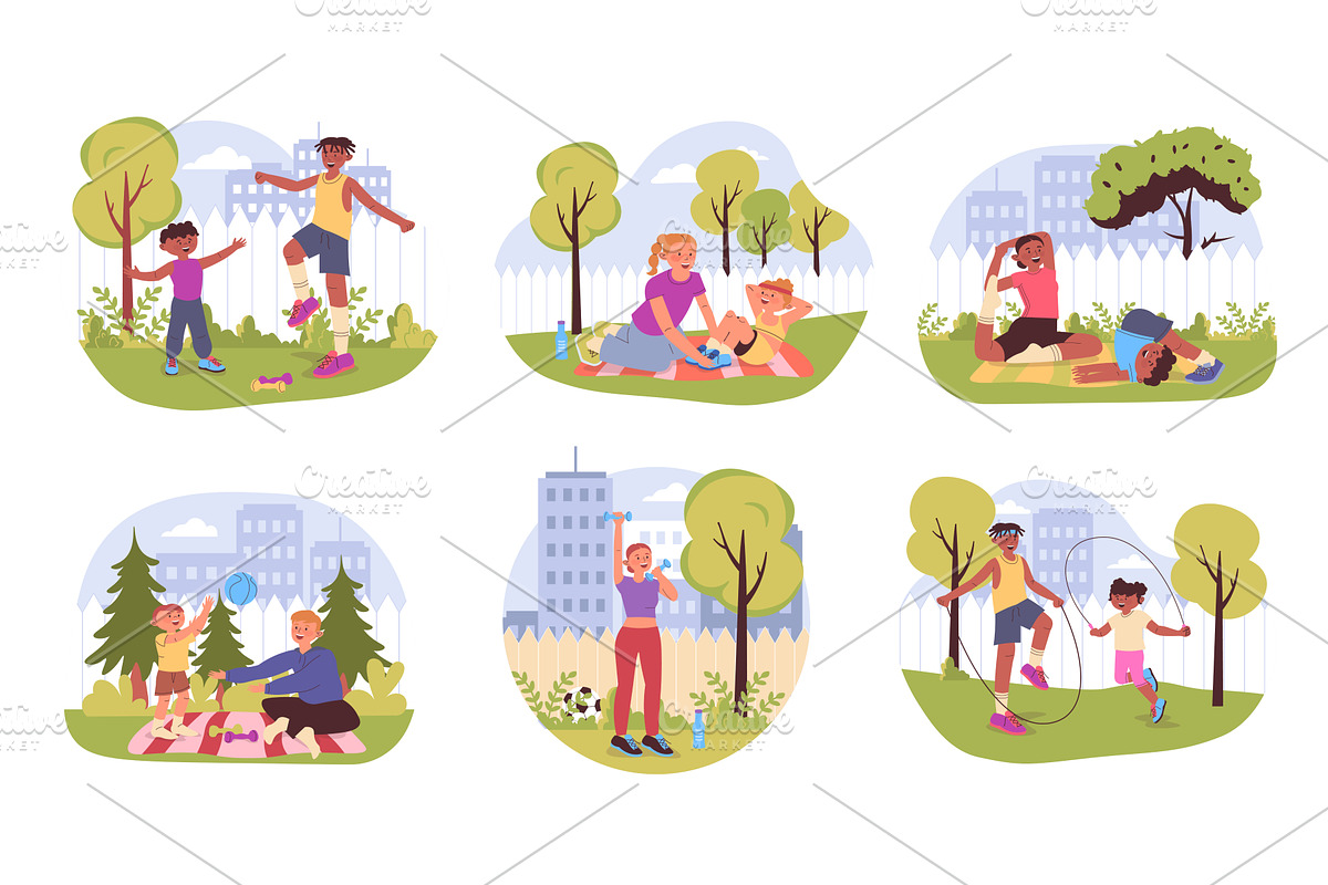 Backyard fitness fun concept, a Sport Illustration by alexdndz