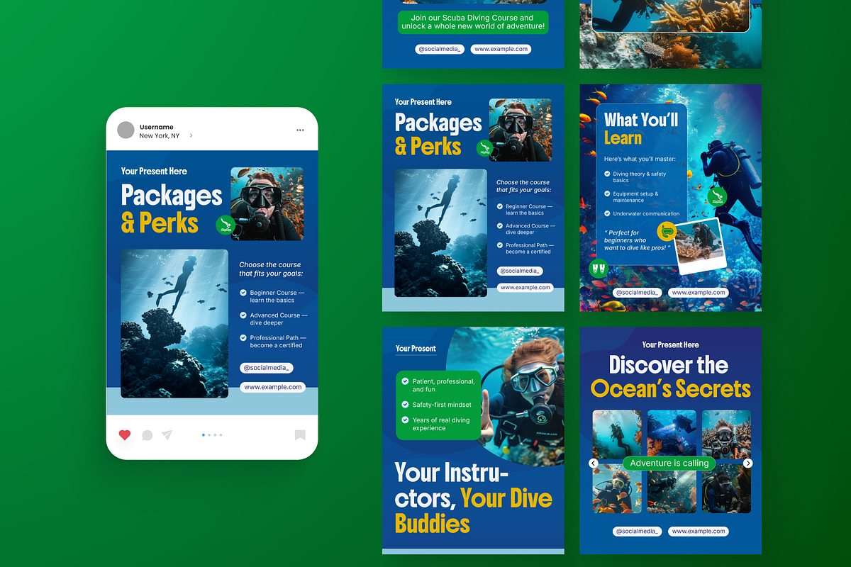 Scuba Diving Course Instagram Post, a Social Media Template by Annora Studio (Photo 2 of 6)