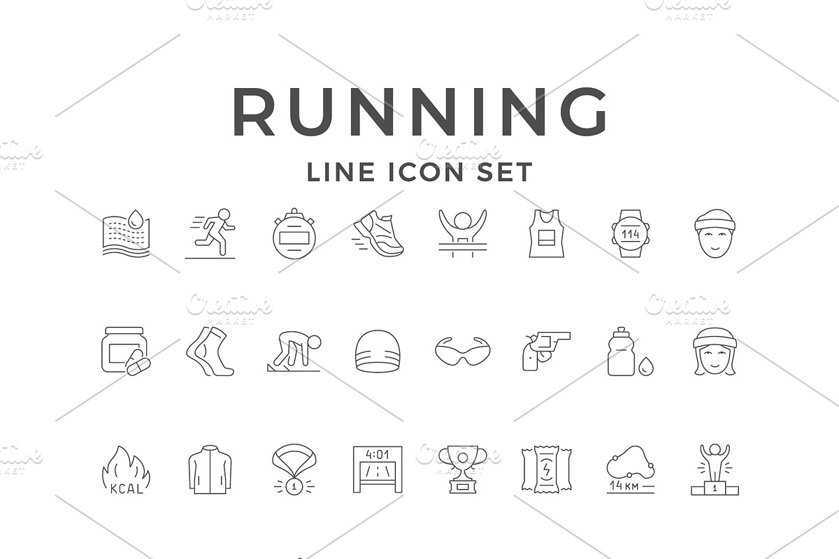 Set line icons of running, an Outline Icon by motorama (Photo 1 of 2)