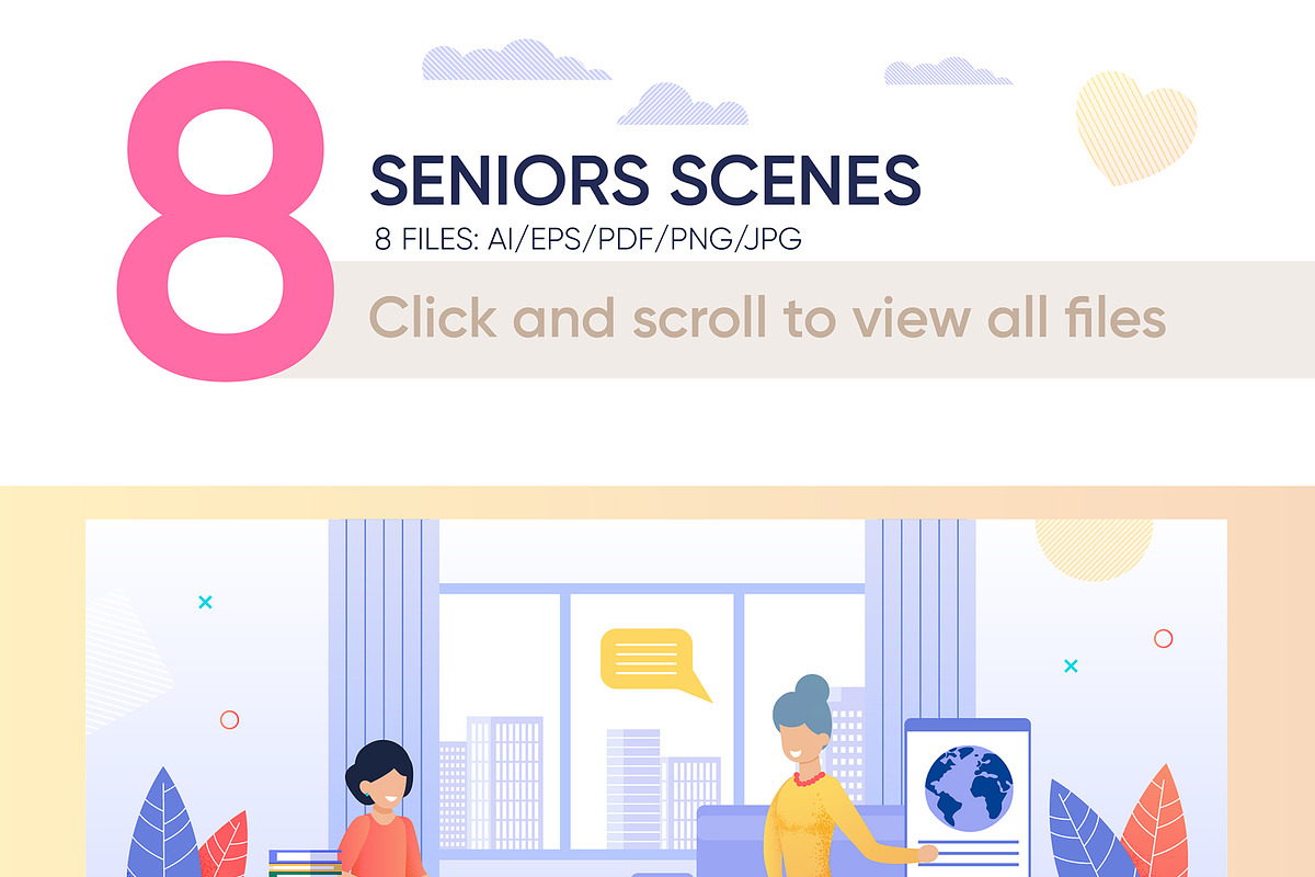 Seniors Vector Scenes, an Illustration by PavelVinnik (Photo 2 of 2)