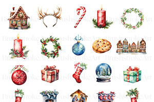 Watercolor Christmas Clipart, Santa