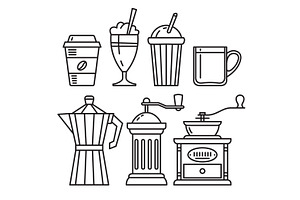 Set Of Icons Of Coffee Accessories