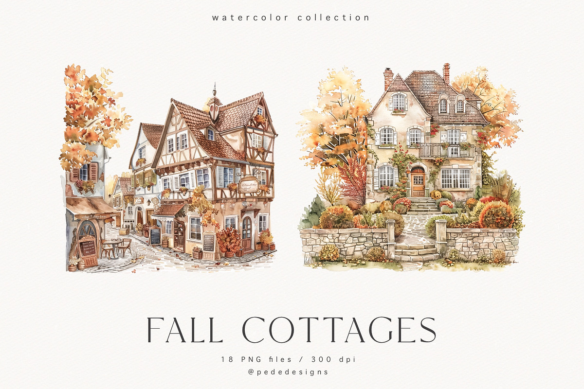 Fall Cottages, a Seasonal Illustration by PeDe Designs (Photo 5 of 10)