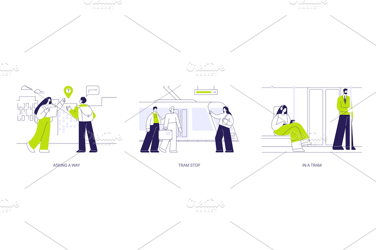 City tram abstract concept vector, a Transportation Illustration by Visual Generation