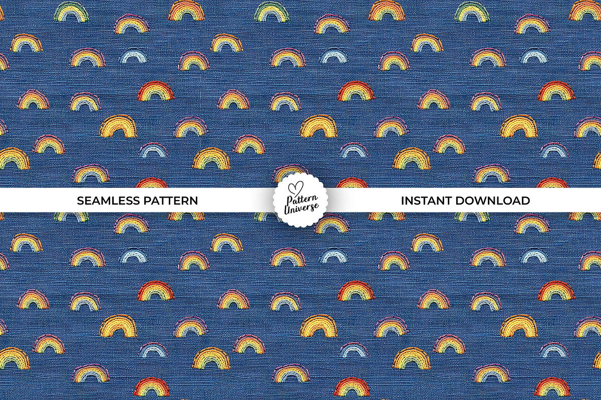 Rainbow Blue Denim Embroidery, a Pattern Graphic by Creative Store (Photo 5 of 5)