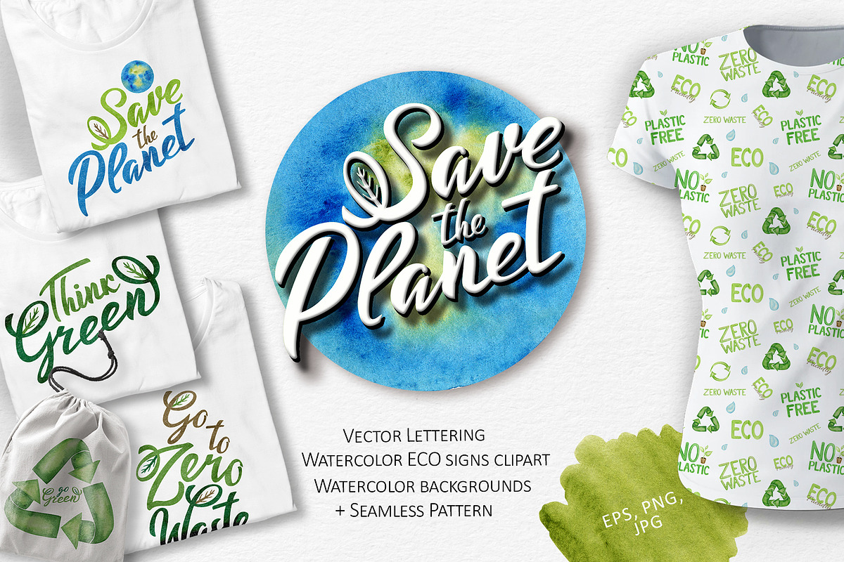 Eco-friendly Lettering Quotes & icon, an Illustration by svetlanaARTdreams (Photo 1 of 10)