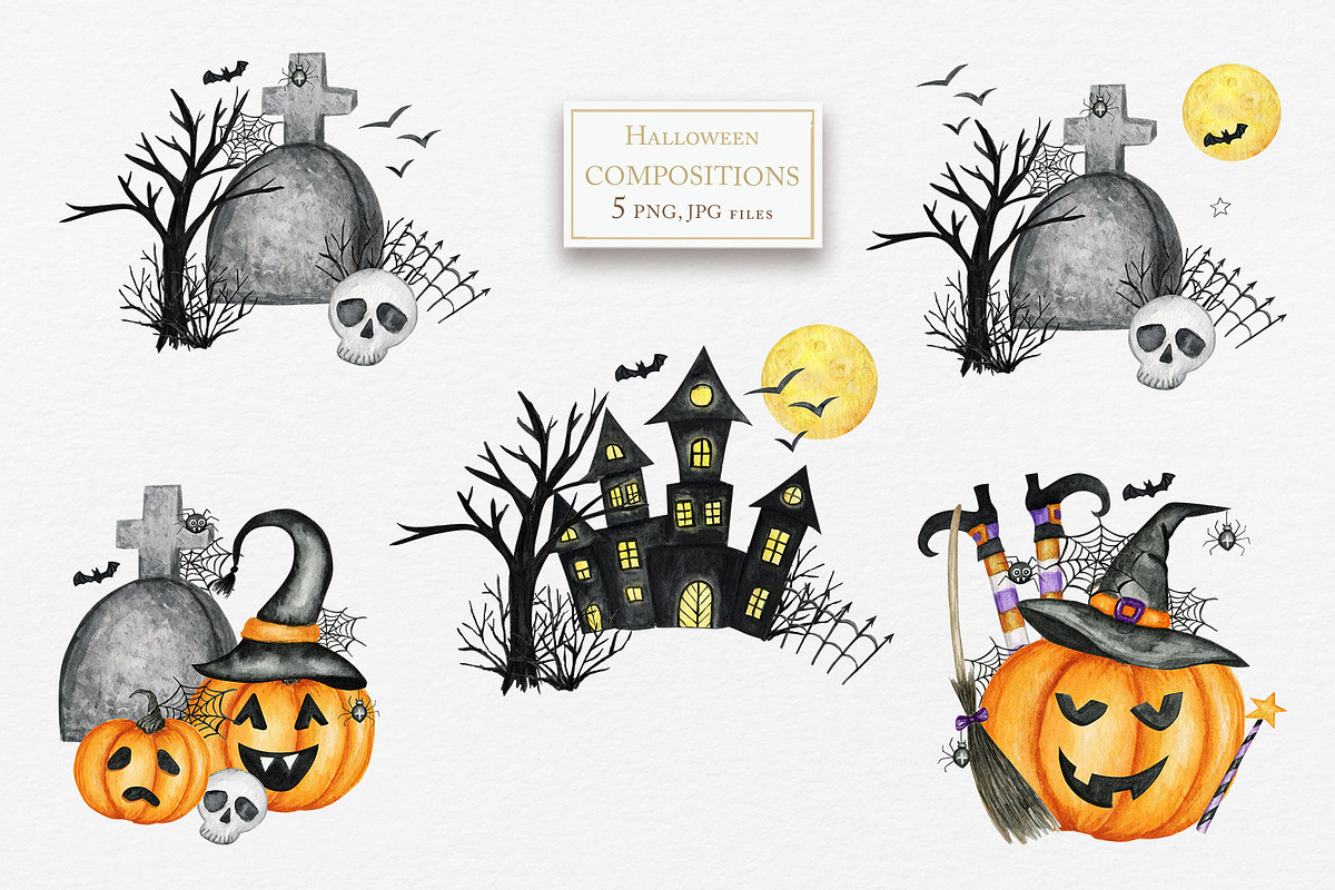 Watercolor HALLOWEEN clipart, an Object Graphic by svetlanaARTdreams (Photo 3 of 11)