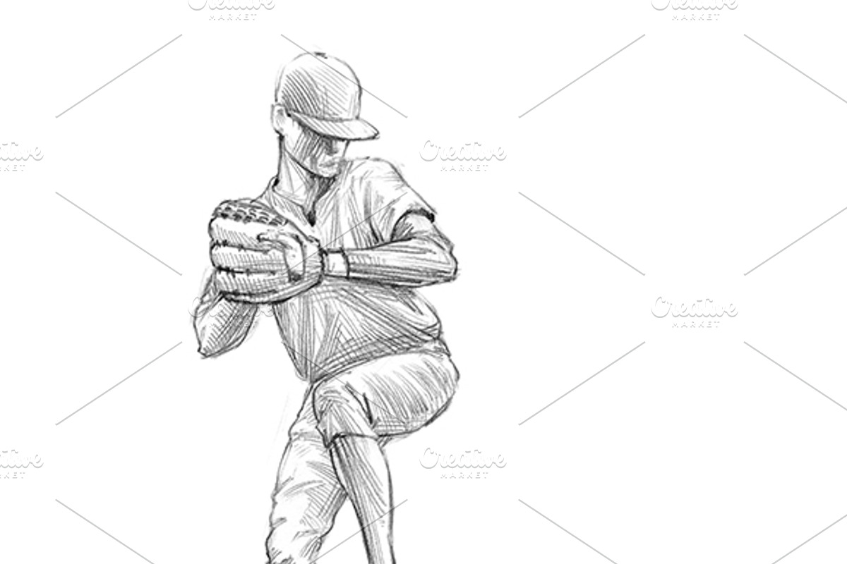 Sketchy baseball drawing set, an Illustration by RasterBird (Photo 15 of 17)