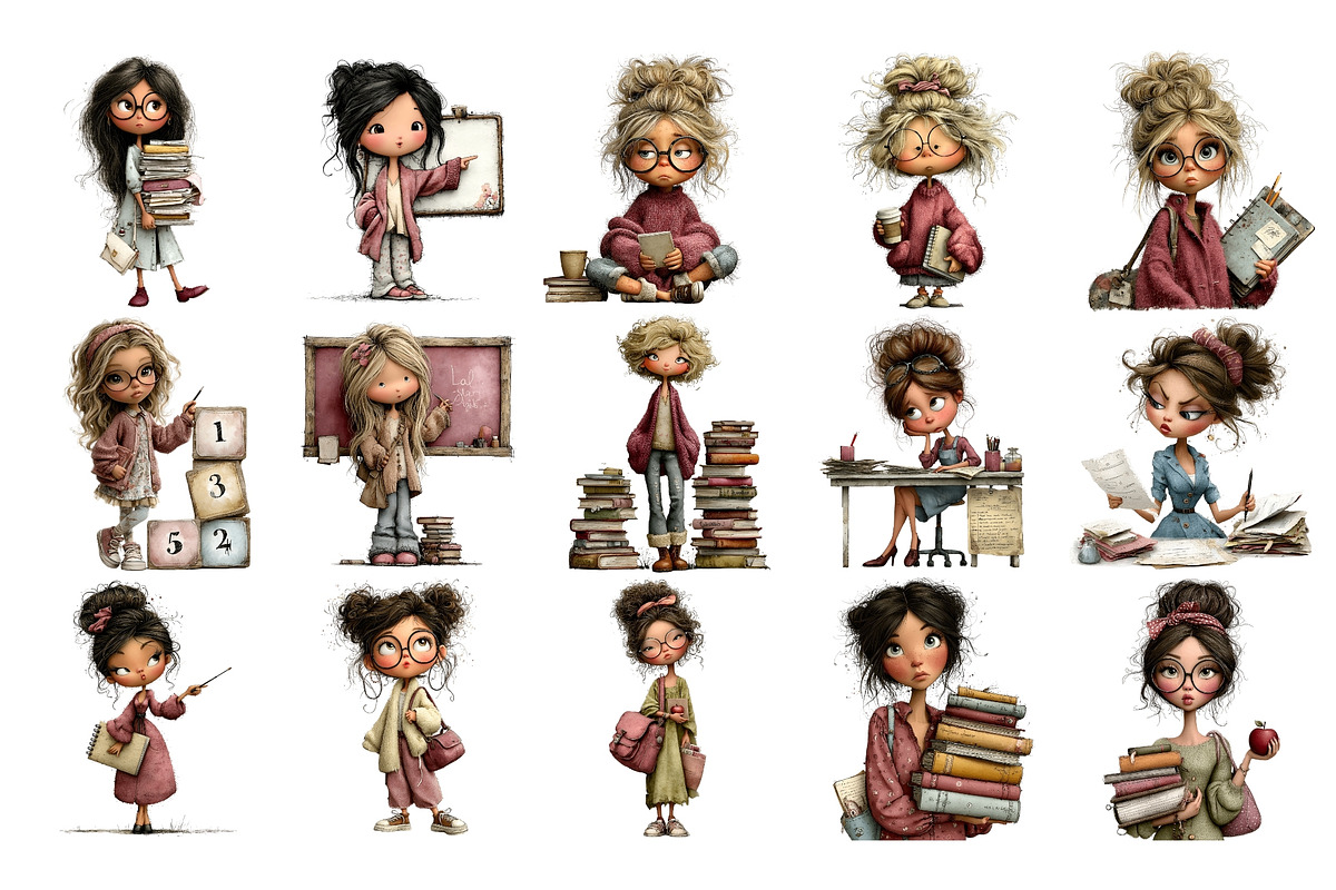 Student Girls PNG Clipart Bundle, a Person Illustration by Nicolle's Colorful Art (Photo 2 of 5)