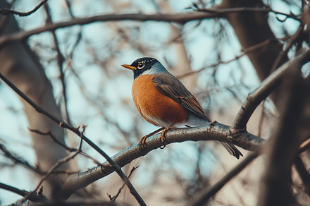 Beautiful small robin bird on a tree branch, an Animal Photo by AlyaAnd