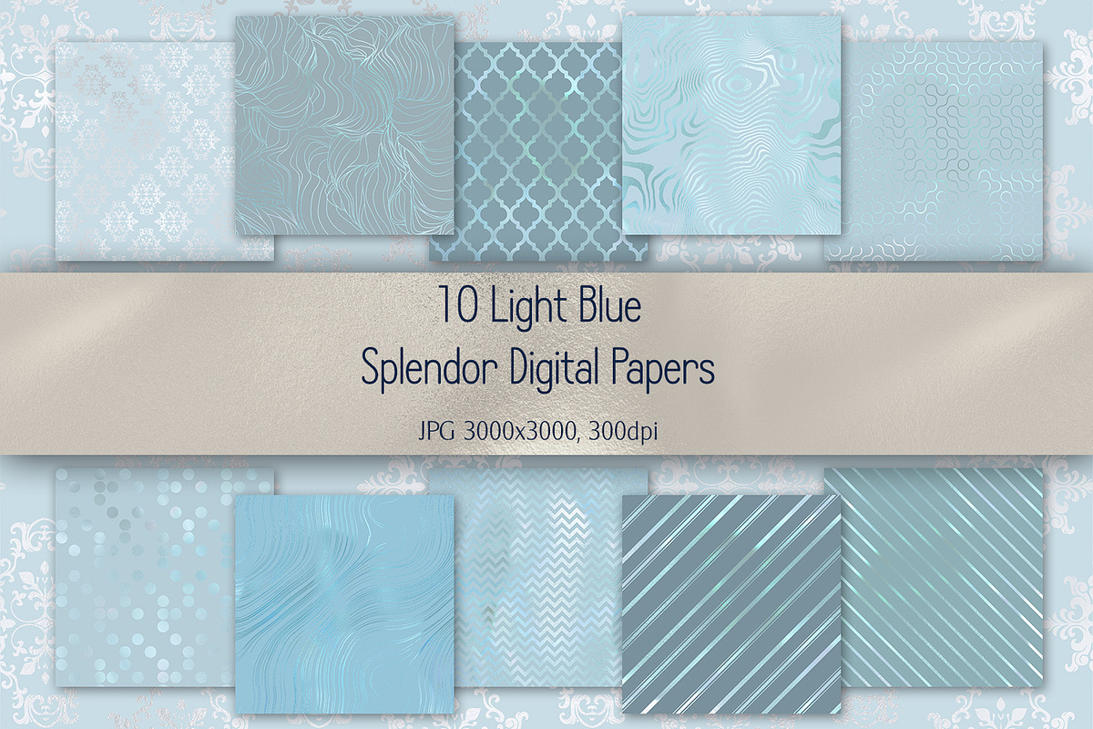 10 Light Blue Chic Digital Papers, a Background Graphic by Kseniya-Omega (Photo 1 of 5)