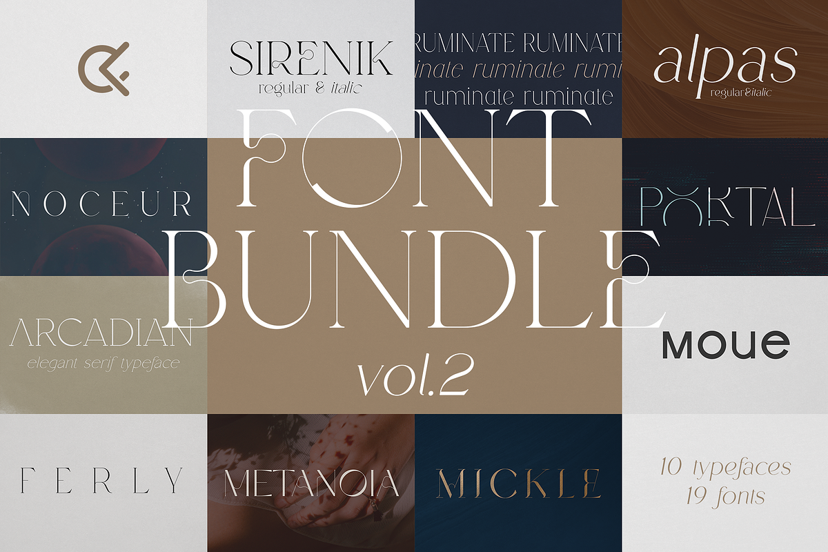 SALE! Font Bundle Vol.2 - 19 fonts, a Serif Font by Only Fonts (Photo 1 of 39)