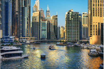 Dubai Marina at sunset, an Architecture Photo by Nature and travel