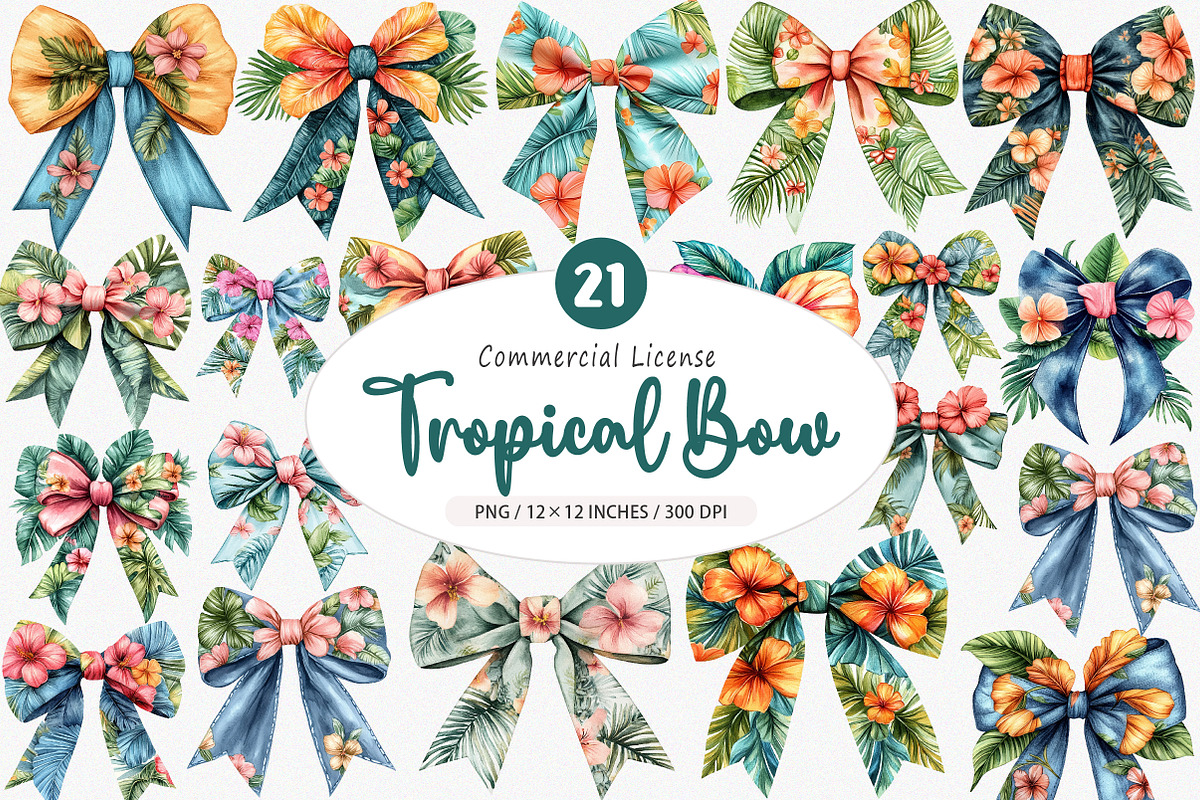 Preppy Tropical Bow PNG, an Illustration by SinaCreation (Photo 1 of 5)