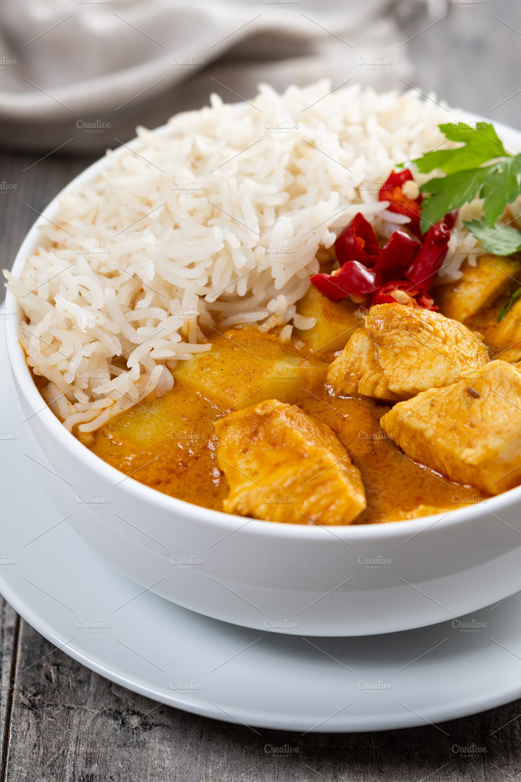 Massaman curry isolated on white background. Traditional Thai fo, a Food & Drink Photo by etorres69