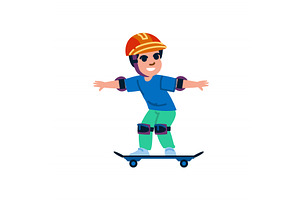 Young boy wearing protective gear, a Sport Illustration by pikepicture
