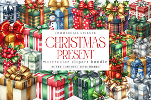Christmas present clipart bundle, an Illustration by SinaCreation