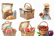 Watercolor Picnic Basket Clipart, an Illustration by Craft Nest (Thumbnail 2 of 6)