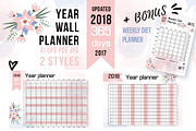 2018 YEAR WALL PLANNER + bonus!, a Stationery Template by Kseniia Kuznetsova (Thumbnail 1 of 4)