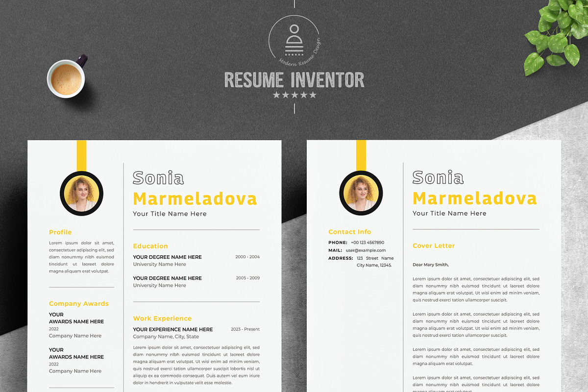 Feminine Resume Design, a Resume Template by ResumeInventor (Photo 2 of 5)