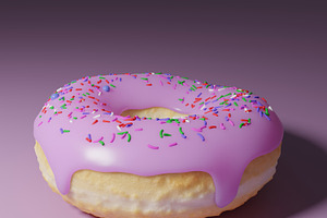 Realistic Big Glazed Donut 3d Model