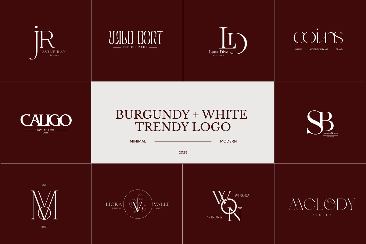 Canva burgundy and white trendy logo, a Branding & Logo Template by Uyava Space (Photo 1 of 7)