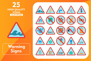 25 Warning Signs Flat Icons, an Icon by Pexelpy
