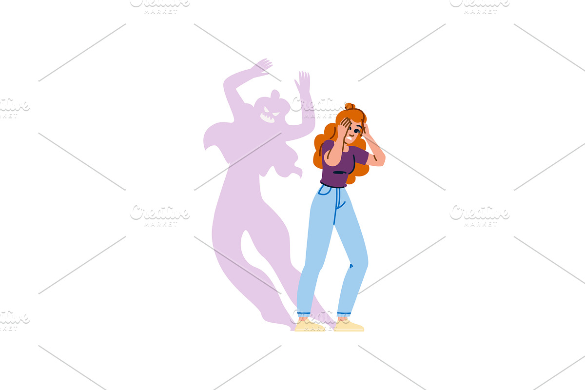Woman suffering from panic attack, a Person Illustration by pikepicture