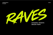 Raves Dynamic Sports Brush Font, a Handwritten Font by Serbaneka Studio (Thumbnail 1 of 7)