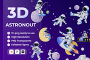 Astronout 3D Illustration, a Characters & Person 3D Model by Vektora Studio (Thumbnail 1 of 2)