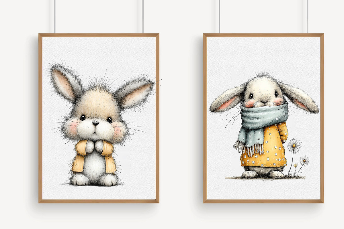 Whimsical Easter Bunny Clipart, an Illustration by Libby Wishes (Photo 3 of 9)