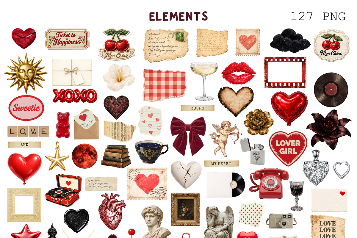 Love Editorial Collage Kit - 200 PNG, an Object Graphic by DreamoraArt (Photo 4 of 10)