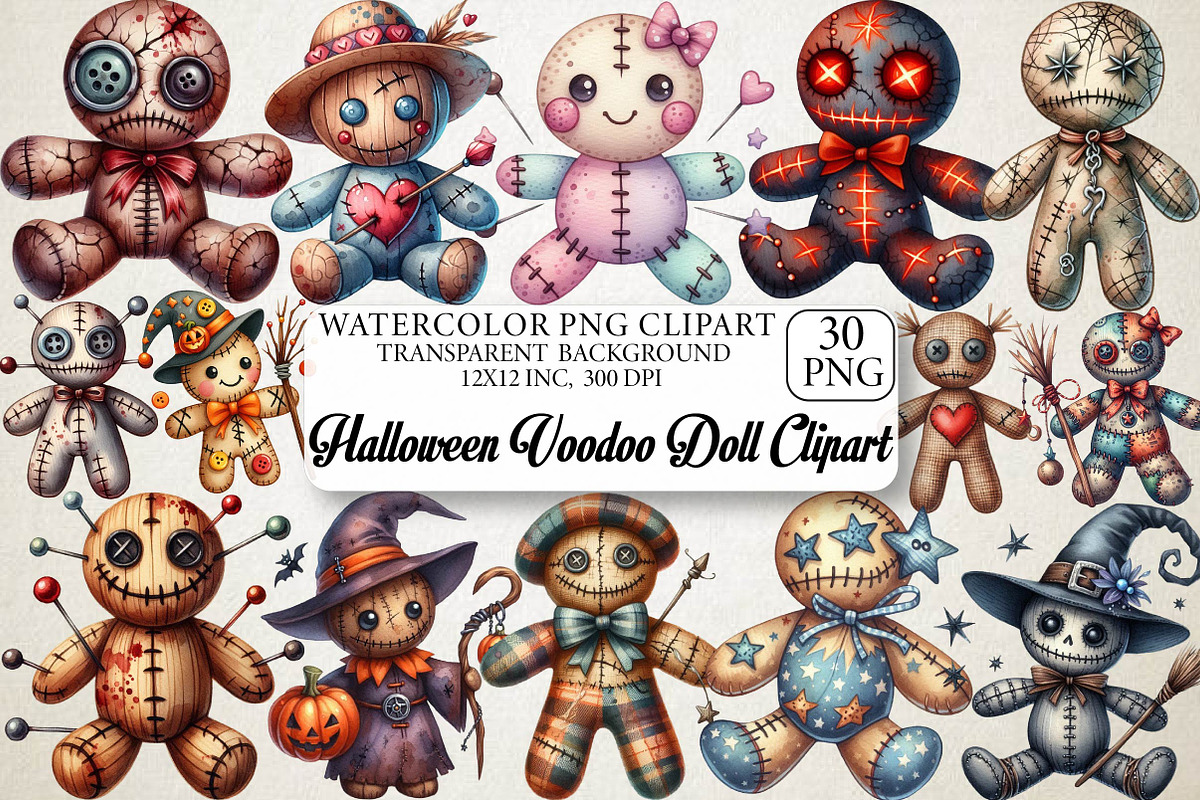 Halloween Voodoo Doll Clipart, an Illustration by DreamPrint404 (Photo 1 of 6)