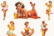 Retro Pin Up Beer Girl Clip Art, a Person Illustration by Design Scotch (Thumbnail 3 of 7)