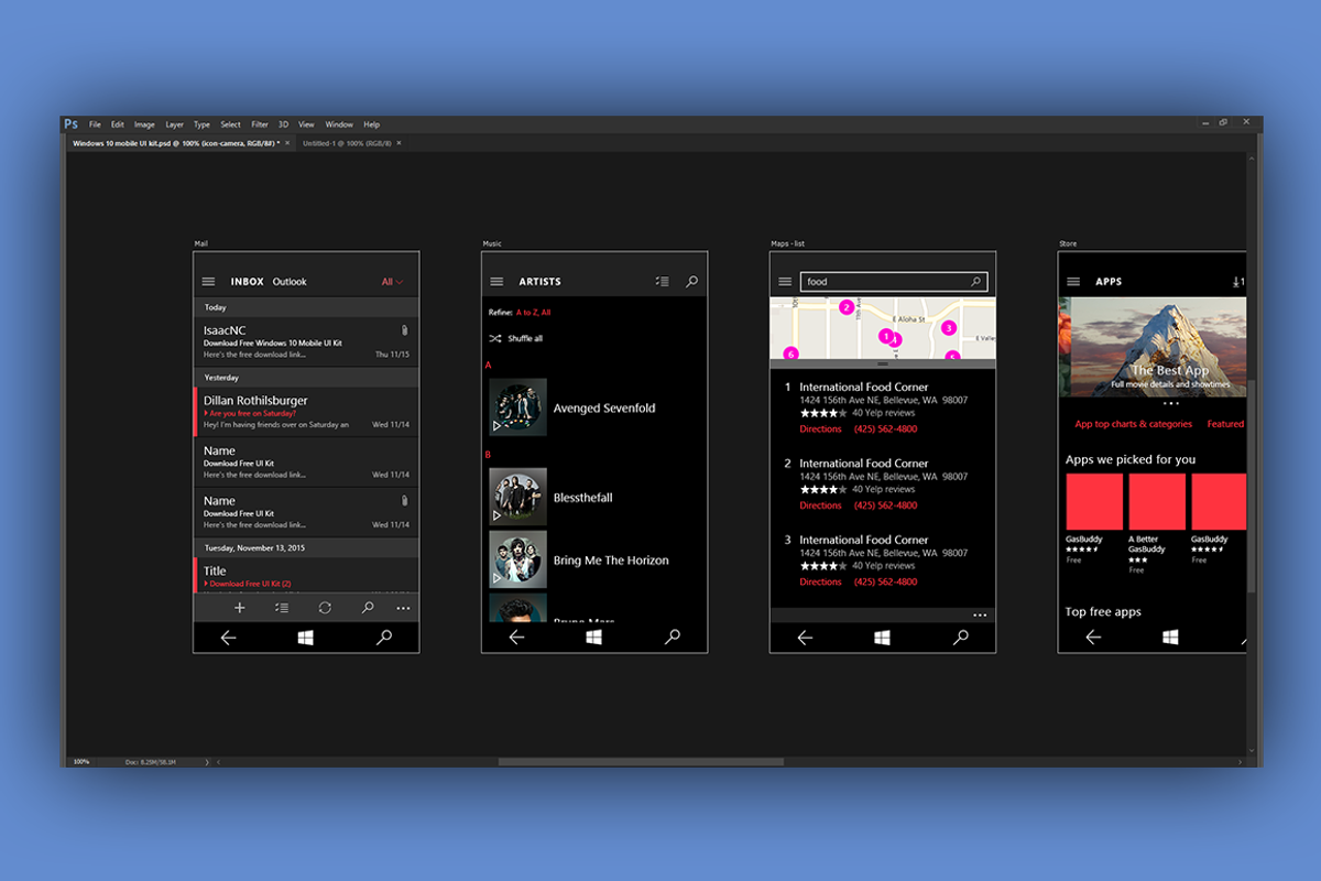 Windows 10 Mobile UI Kit - Photoshop, an UI Kit Template by Isaac N.C. (Photo 4 of 4)