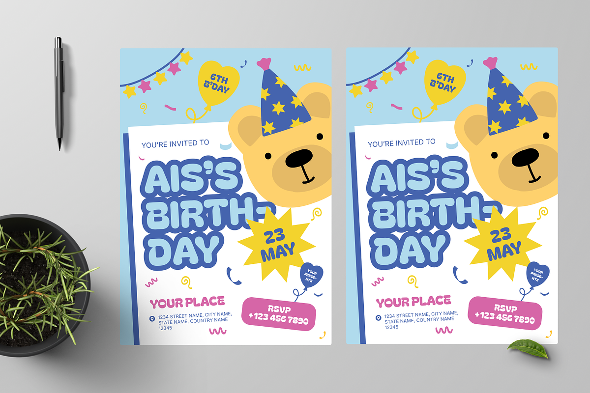 Colorful Kids Birthday Invitation, a Flyer Template by Annora Studio (Photo 2 of 6)