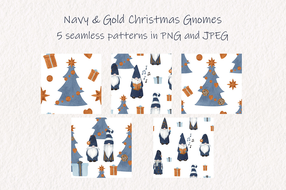 Navy & Gold Hygge Christmas Gnomes, an Illustration by Catch the Dream Art (Photo 6 of 8)
