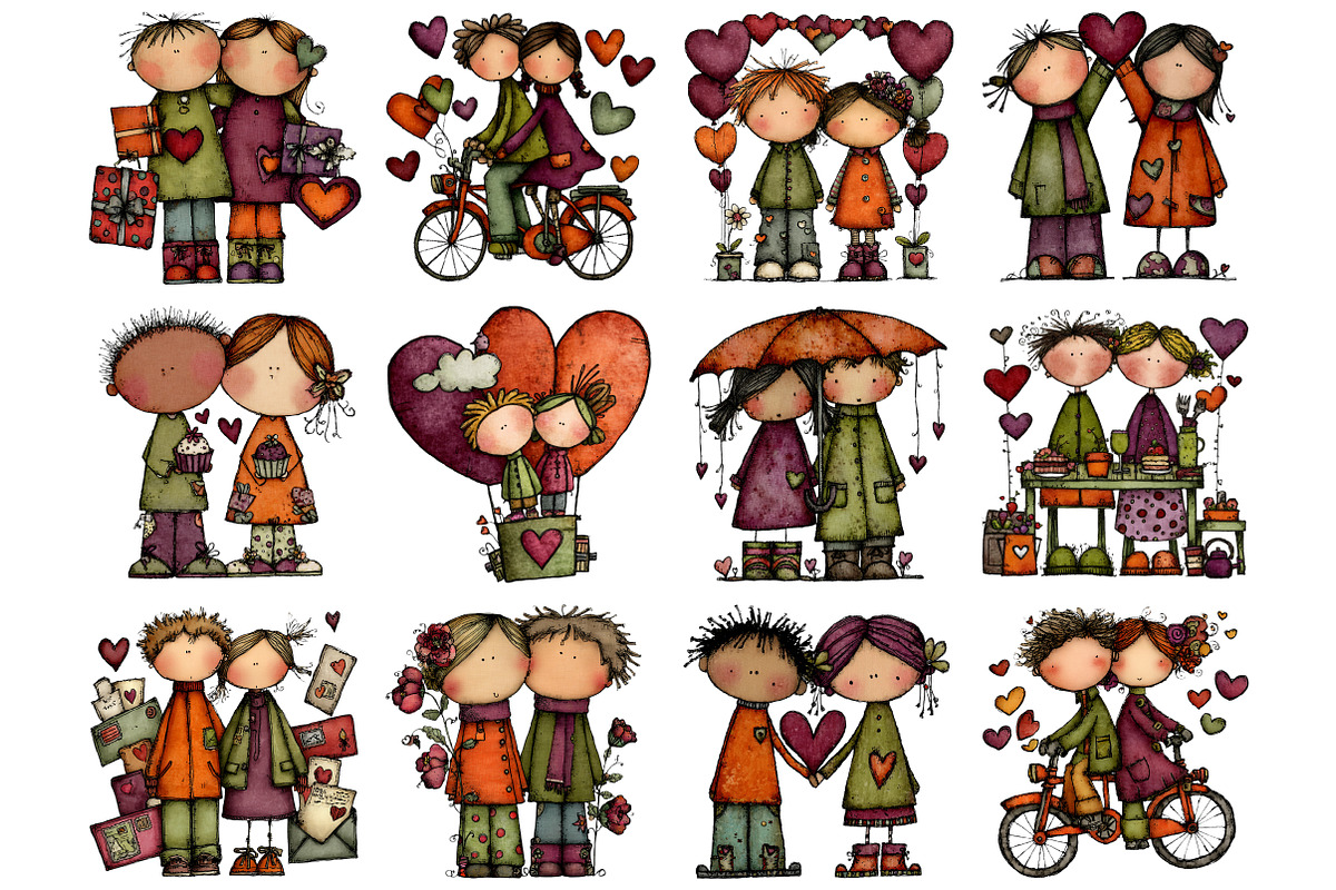 Whimsical Valentine Couple Clipart, a Graphic by CitraGraphics (Photo 2 of 4)