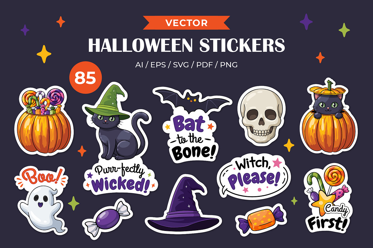 Halloween Stickers Vector, an Object Graphic by Iryna Denysova (Photo 1 of 6)